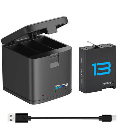 2280mAh Battery for GoPro Hero 13 – with 3-Slot Box Charger, GoPro Hero 13 Black Camera Accessories