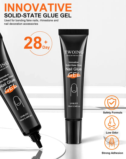 Solid Nail Glue for Press-On Nails – Acrylic Gel Adhesive for Manicure Extensions and Long-Lasting False Nails