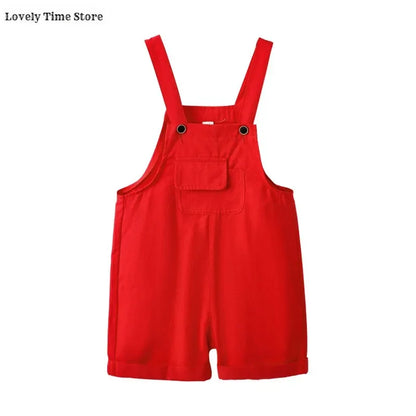 Kids Hip Hop Candy Color Overalls – Girls & Boys Suspender Shorts Jumpsuit Romper Streetwear