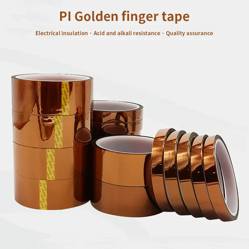30m Gold Finger High-Temp Polyimide Tape – Anti-Static PET Insulation Tape for Lithium Batteries, Multi-Size Options