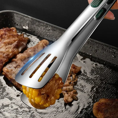 Non-Slip Stainless Steel Kitchen Tongs - Multipurpose Food Clips for BBQ, Meat, Buns, Buffet, Cooking Accessories in 7/9/12 Inches