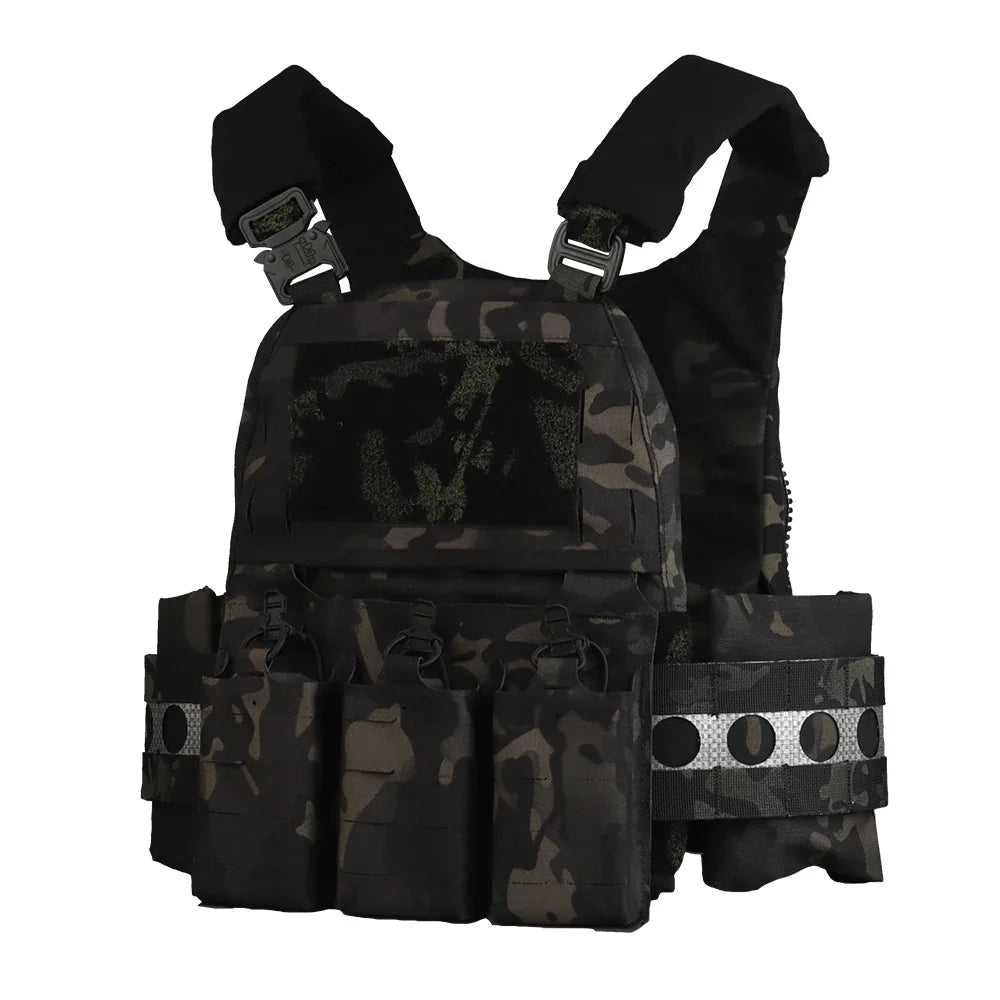 Tactical Vest Ferro Plate Carrier V5 – Military Hunting Airsoft Body Armor with Portable MOLLE System & Triple Magazine Pouch