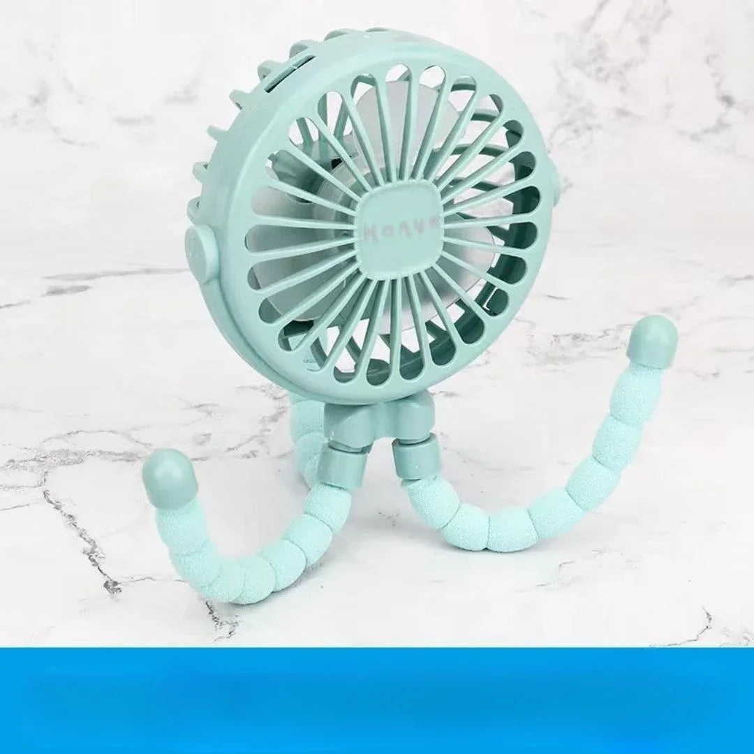 Baby Stroller Fan — Handheld Rechargeable USB Bladeless Mini Folding Fan, Silent Portable Neck & Table Cooler