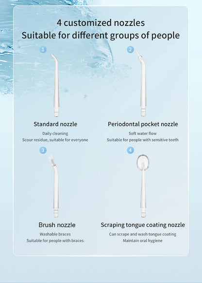 Teeth Water Flosser – Portable Electric Oral Irrigator for Home Dental Cleaning, Rechargeable & Waterproof