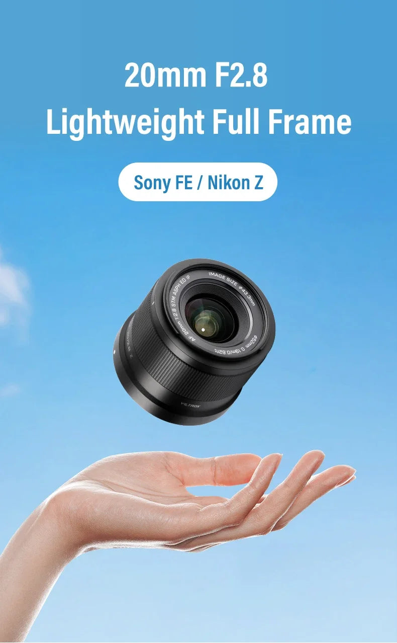 Viltrox AF 20mm F2.8 Full Frame Lens – Ultra Wide-Angle Fisheye for Sony E ZVE10, A7, A7II, A7III, Nikon Z30, Z50