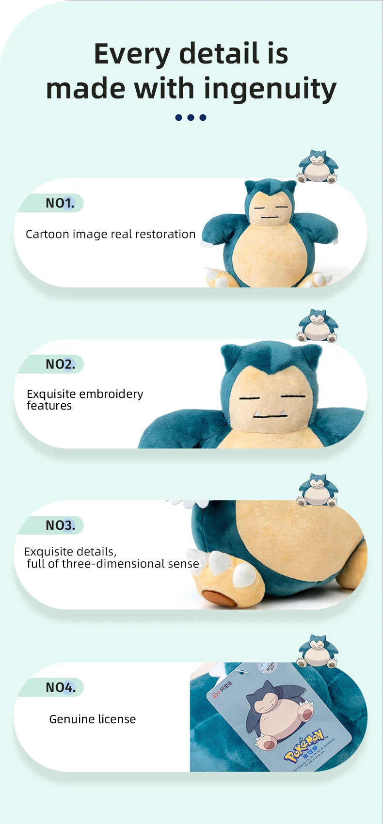 Pokemon Kawaii Snorlax Plush Toy – Cute Stuffed Doll & Throw Pillow, Birthday Gift for Kids, Boys & Home Decor