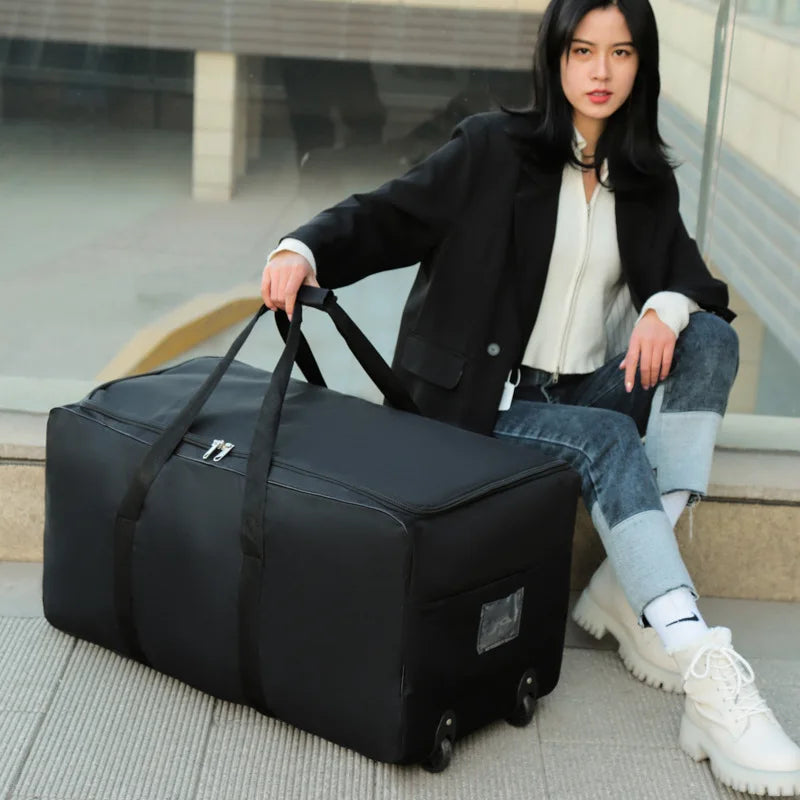 Large Capacity Foldable Wheel Bags - Expandable Trolley Suitcase for Easy Storage and Carrying