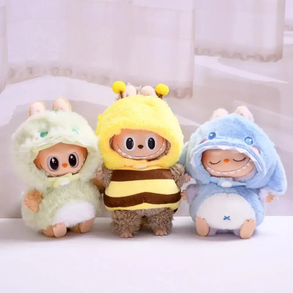 17cm Mini Plush Doll Clothes — Kpop EXO Labubu Idol V1 & V2 Bee, Dinosaur & Shark Costume Outfit Set, Doll Accessories Gift