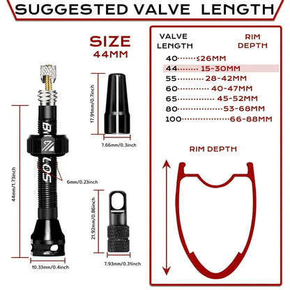 BUCKLOS Presta Tubeless Valve Stem 40/44/55/60mm — High-Quality Bike Tire Nipple for Road & MTB