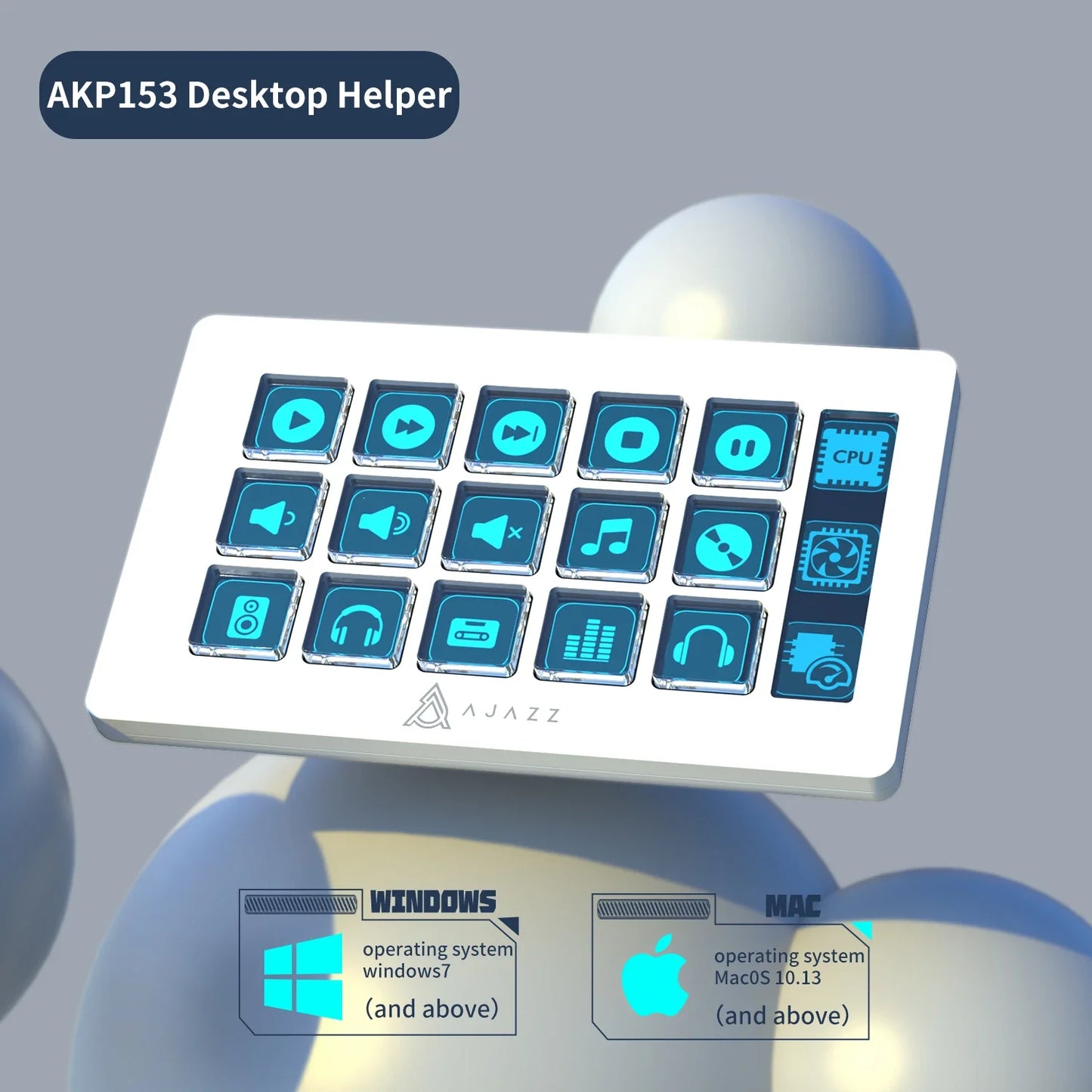 AJAZZ AKP153E 15-Key Programmable Macro Keyboard – Multifunction Desktop Control Panel Mini Console for Custom Shortcuts