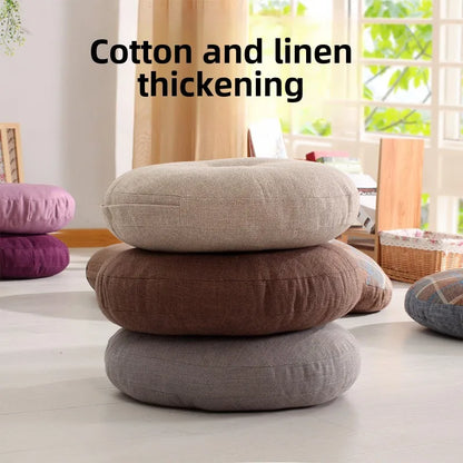 40cm Linen Seat Cushion – Soft Cotton Filled Thickened Circular Pillow for Sofa, Balcony, Office Chair & Car Seat