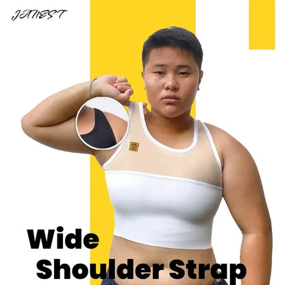 Quick-Dry Pullover Chest Binder – Sports Wear Short Vest Corset with Full Bandage Support, Plus Size
