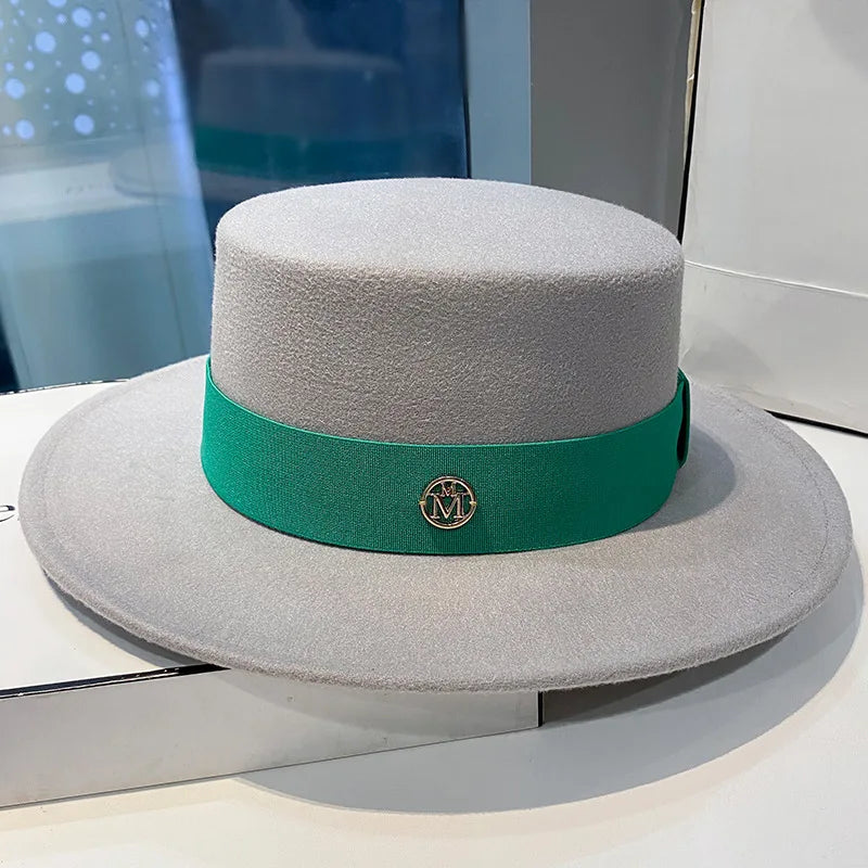 Fedora Hats for Women and Men - Elegant Fashion Bowler Dress Caps with Ribbon Band, Felt Jazz Hat for Weddings, Church, Panama Style
