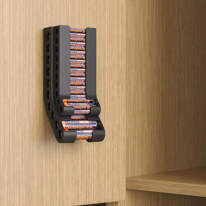 Battery Storage Organizer Combo - Wall-Mounted Small Battery Holder with Dispenser
