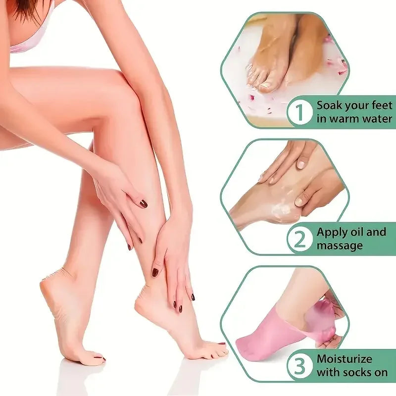 2PCS Silicone Foot Care Socks – Moisturizing, Softening Dry & Cracked Heels for Men & Women