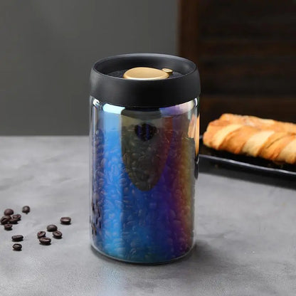 Vacuum Sealed Glass Coffee Bean Jar — Airtight, Moisture-Proof Household Container with Air Extraction for Fresh Coffee