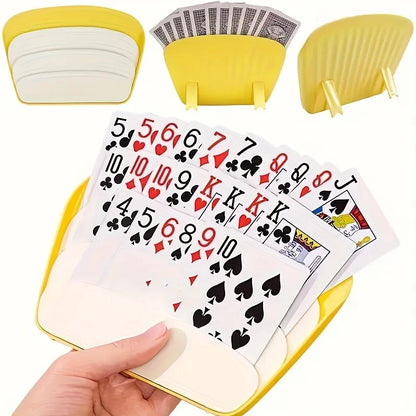 4-Pack Yellow PVC Playing Card Holders – Poker Game Accessories for Family Game Night & Tabletop Card Organizing