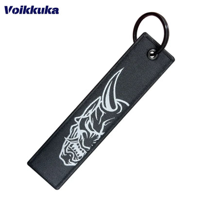 Midnight Club Oni Mask Keychain Set — 1/2/3pcs Embroidered Double-Sided Funny Tag for Motorcycle Accessories