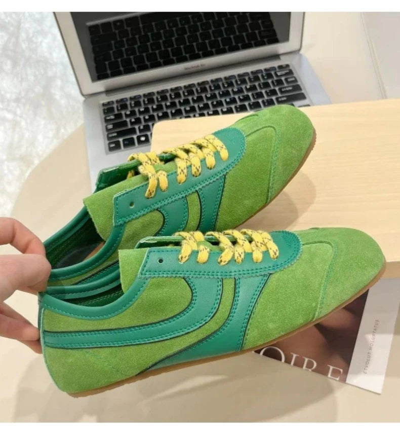 Women’s 2024 Genuine Leather Sneakers – Casual Spring Flat Training Shoes for Ladies