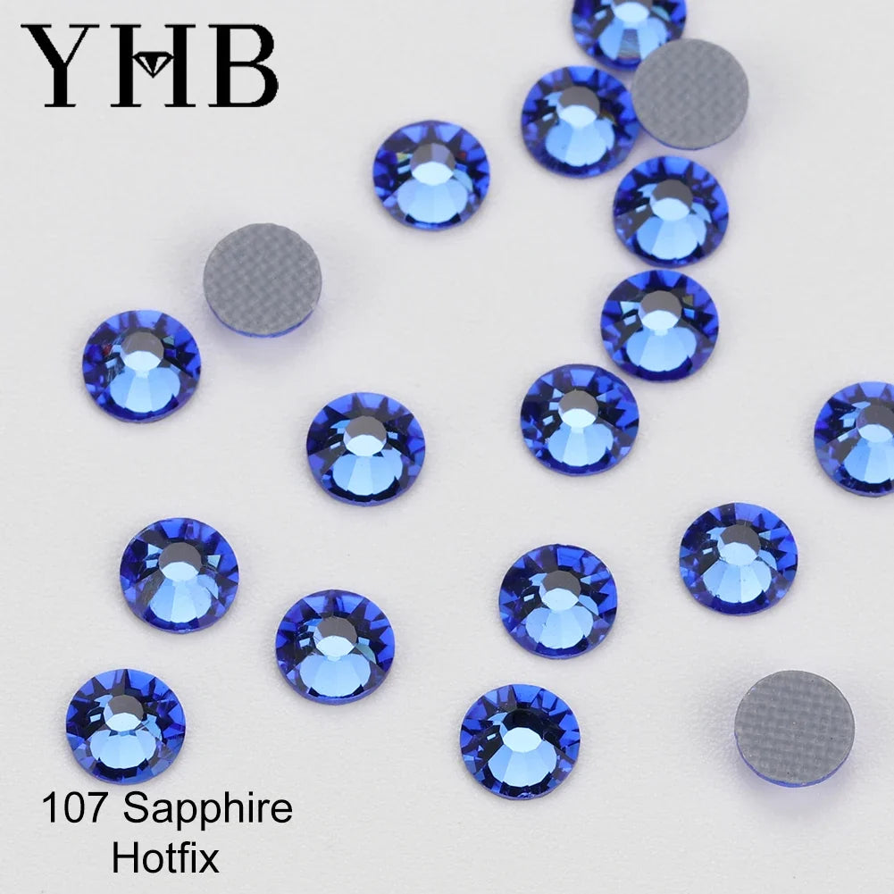 YHB 101-127 Hotfix Crystal Rhinestones - Glitter Glass Flatback Gems for Bags, Shoes, Garments, Phone & Nail Art DIY