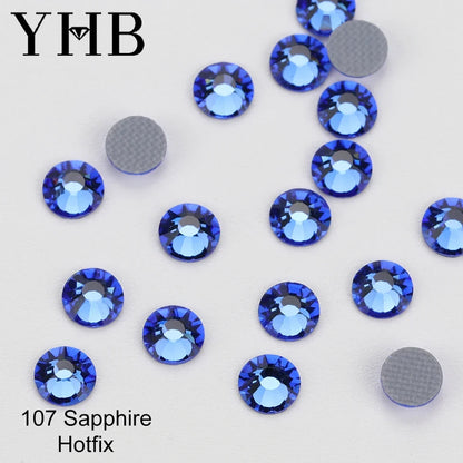 YHB 101-127 Hotfix Crystal Rhinestones - Glitter Glass Flatback Gems for Bags, Shoes, Garments, Phone & Nail Art DIY