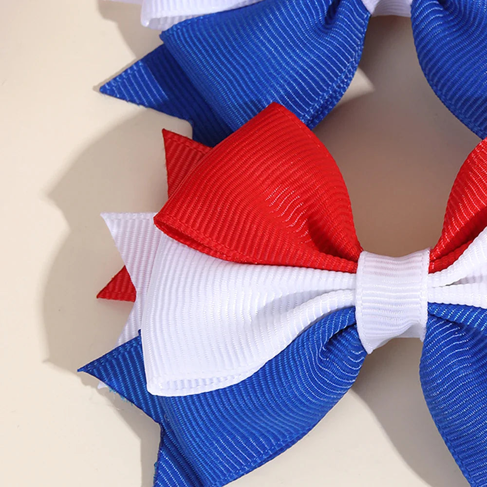 2Pcs USA Flag Bow Hair Clips – Patriotic Red White Blue Ribbon Barrettes for 4th of July Party Hair Accessories Women & Girls Festive Wear
