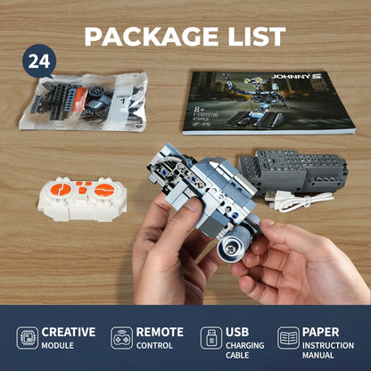 1176-Piece Johnny 5 Robot Building Blocks Set – Remote Control, Rechargeable Toy for Halloween & Christmas Gift