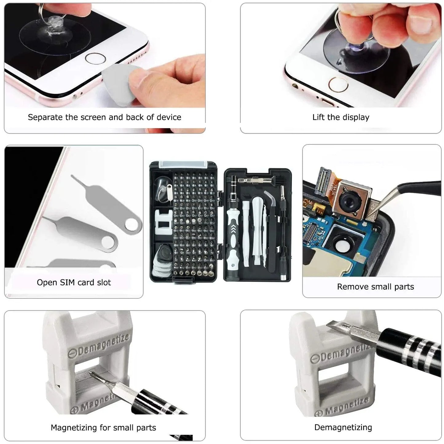 116-in-1 Precision Screwdriver Set: Magnetic Screwdriver Bit for iPhone, PC, Watch, Glasses - Professional Repair Tool Kit in Black