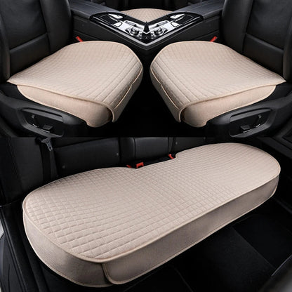 BLALION Breathable Flax Summer Car Seat Cover Cushion Pad for Front & Rear Seats – Cool Comfort Car Interior Protection Mat Accessory