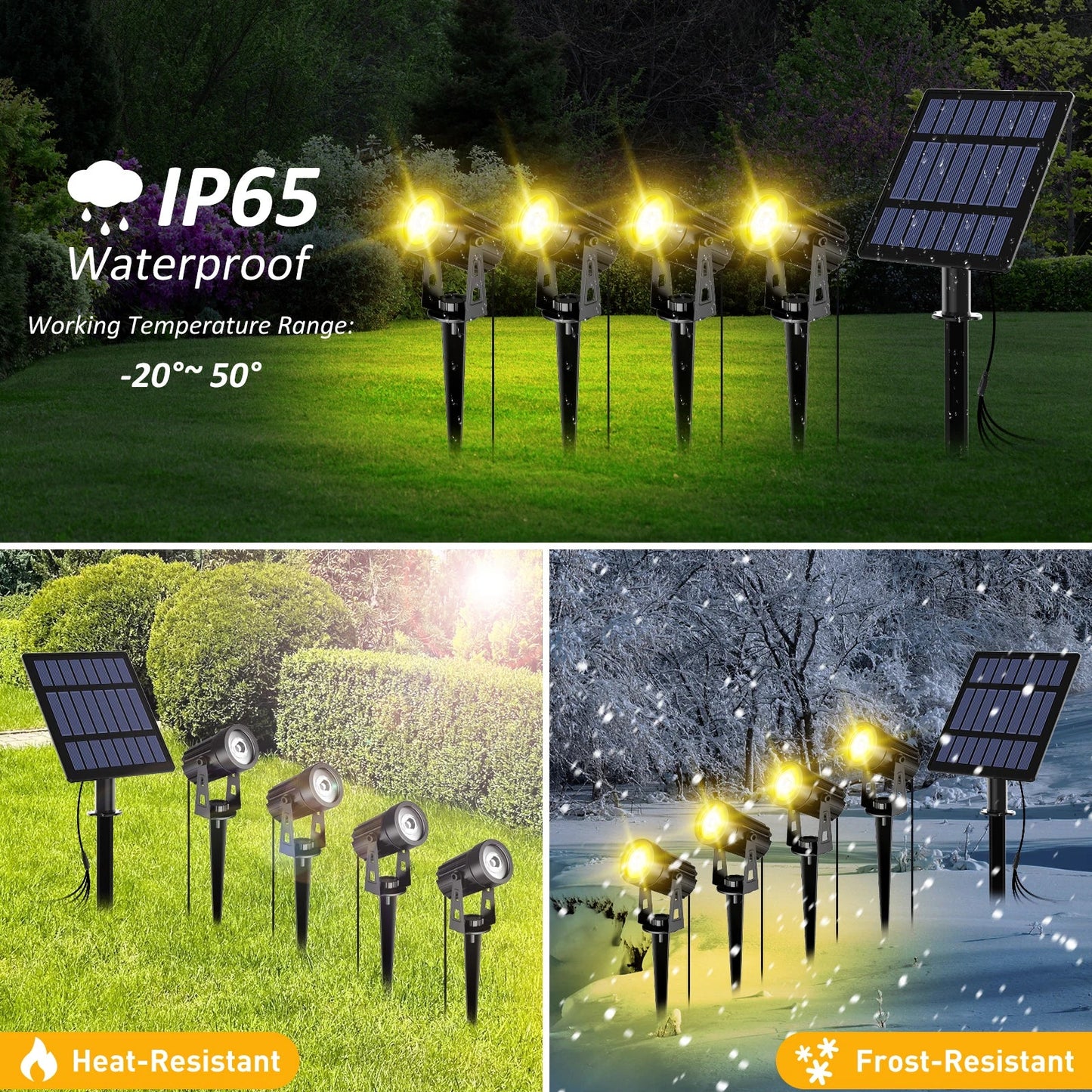 3000K RGB Solar LED Spotlight – Waterproof IP65 Outdoor Solar Garden Wall Light