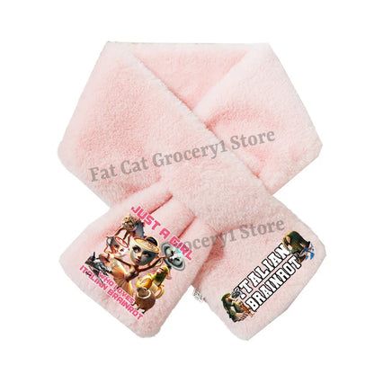 Italian Brainrot Plush Scarf – Kawaii Tralalero Neckerchief for Kids, Boys & Girls, Winter Warm Muffler, Children’s Bandelet Gift