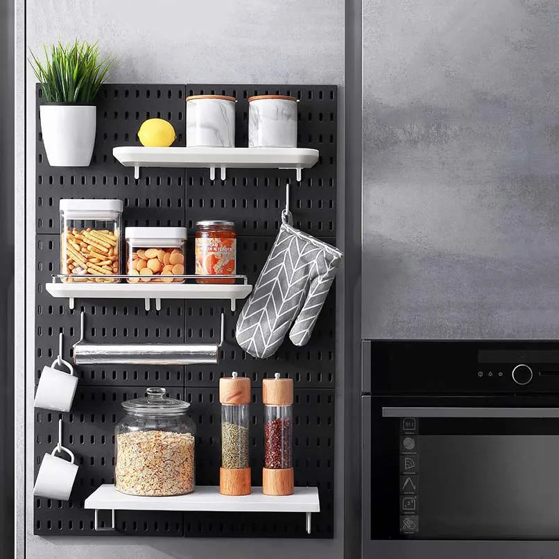 DIY Pegboard Accessories | Hanging Shelf Storage Hooks and Wall Organizer | No Punching Crafts Organization for Garage, Kitchen, and Room