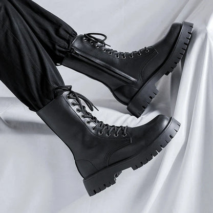 Luxury Brand Men's High Top Boots – Designer Leather Casual, Business & Outdoor Work Boots for Men