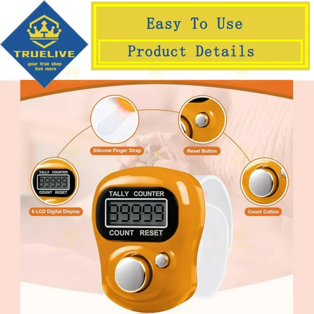 1/3/5PCS Mini Digital Finger Counter – Electronic Tally Clicker Ring for Knitting, Rows, Stroke & More
