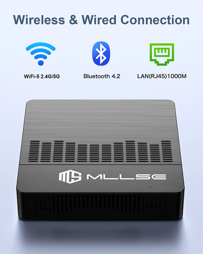MLLSE Mini PC M2 Air – Intel Gemini Lake N4000, 6GB RAM, 128GB ROM, Dual-Band WiFi, Bluetooth, Windows 11
