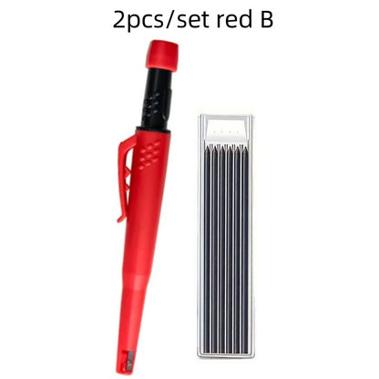 Solid Carpenter Pencil Set — 2.8mm Mechanical Pencil Marker with Built-In Sharpener for Woodworking, Construction, and Architecture