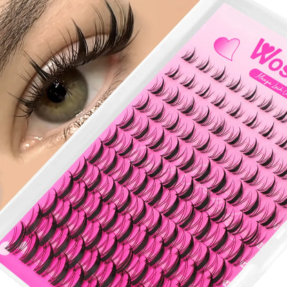 WOSHEER Manga Lash Clusters Kit – Clear Fairy Wet-Look Spiky Individual Anime Eyelashes
