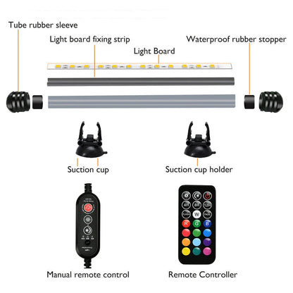 21 LED Aquarium Light with Remote Control - RGB Diving Lamp for Fish Tanks & Plant Growth - EU Plug