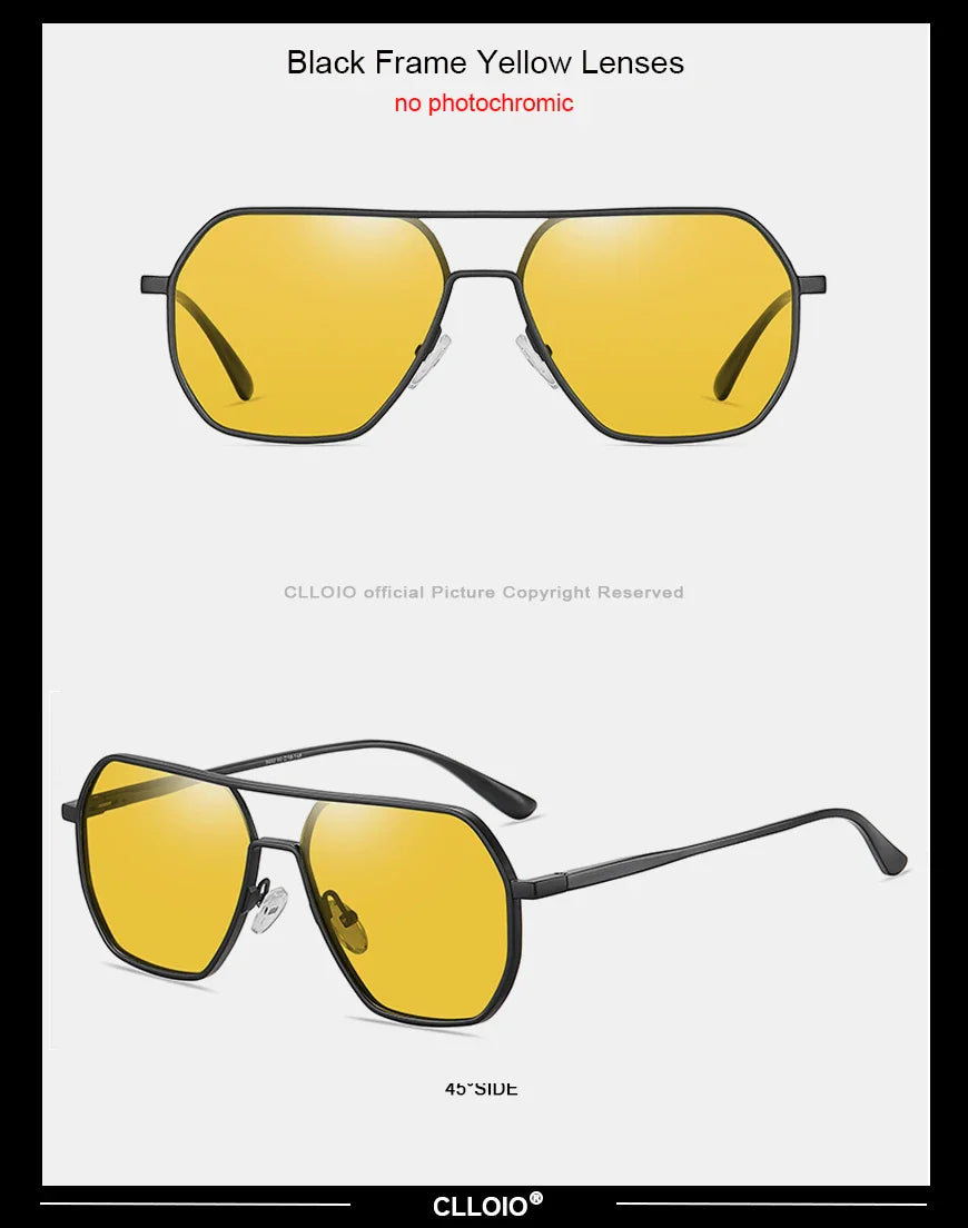 CLLOIO Anti-Glare Day & Night Vision Glasses – Polarized Photochromic UV400 Driving Sunglasses for Men & Women
