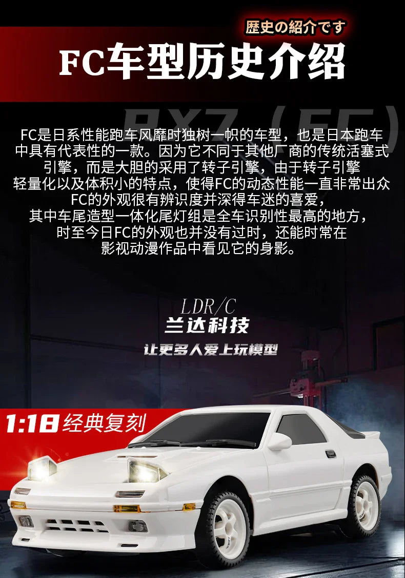 1:18 Skymaker AE86 & RX-7 FC RC Drift Cars with 2.4G Remote, ESP Gyroscope & LED Lights – Mini Racing Toy Cars