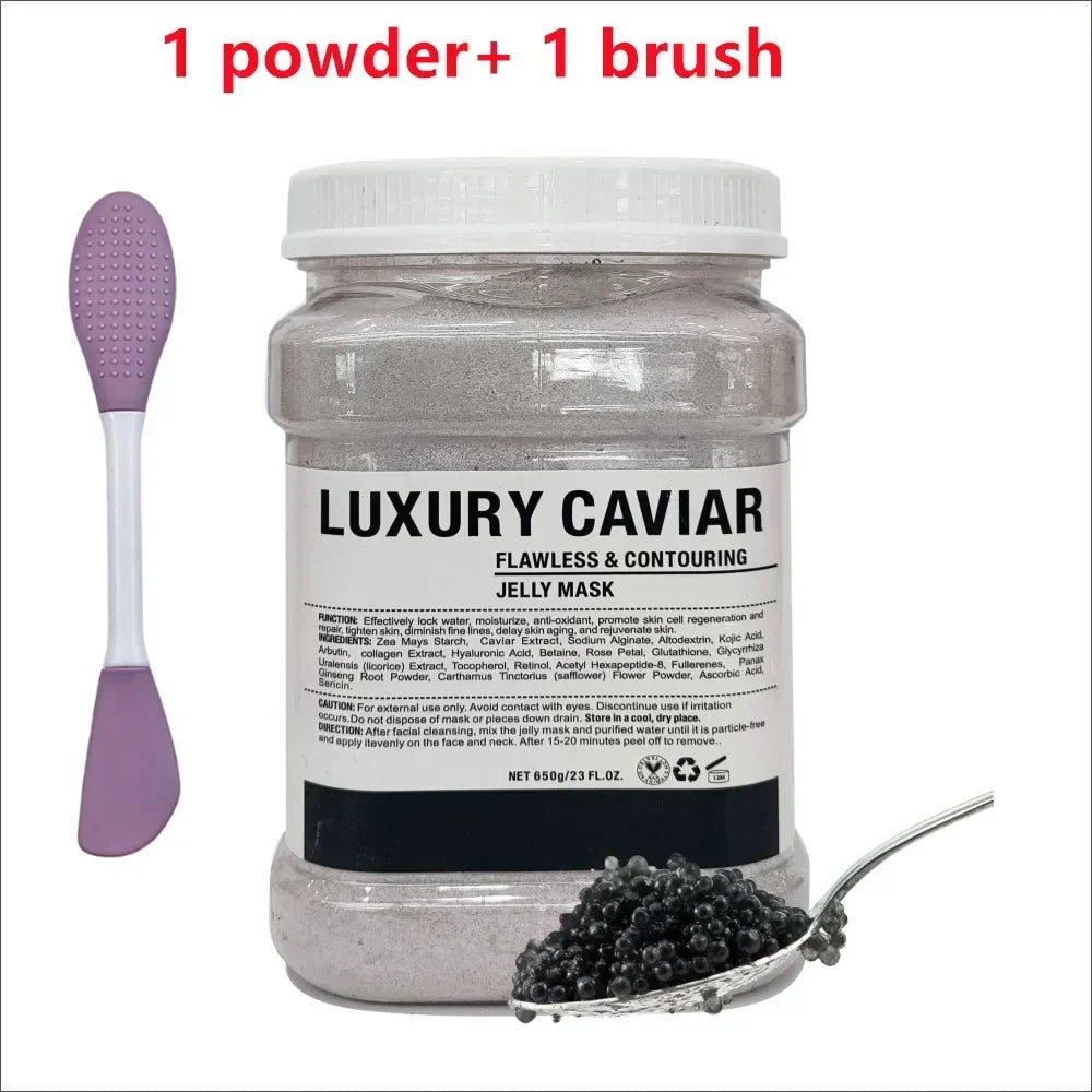 650g Chamomile Hyaluronic Acid Facial Moisturizing Mask Powder with Silicone Brush, Rose Jelly Mask for Skin Elasticity