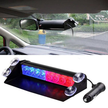 8 LED Police Strobe Lights for Cars - 12V Emergency Signal Warning Light, Auto Truck Flashing Windshield Flash Lighting