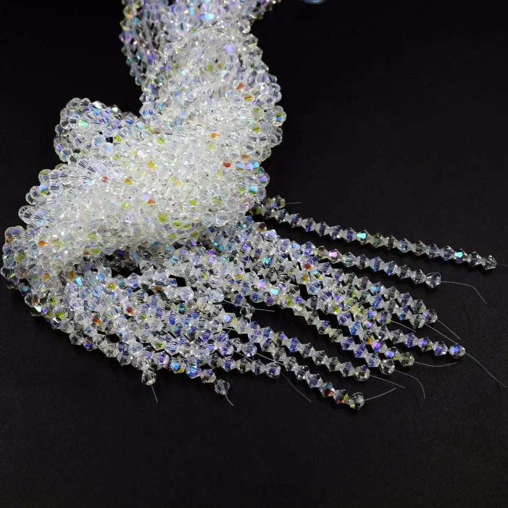 3/4mm Crystal Bicone Glass Beads - White Loose Faceted Beads for DIY Bracelets, Earrings & Jewelry Making