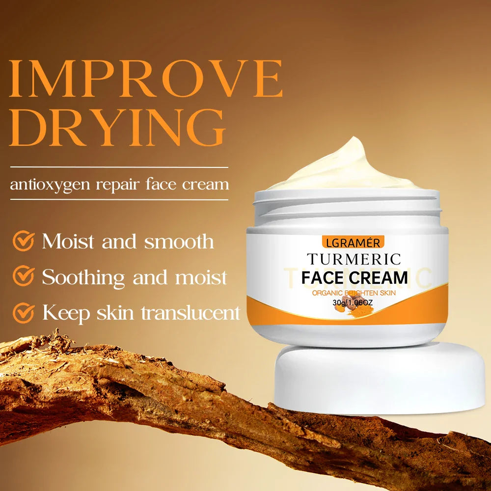 Turmeric Whitening Face Cream – Wrinkle Removal, Fine Line Lightening & Youthful, Bright, Moisturized Skin