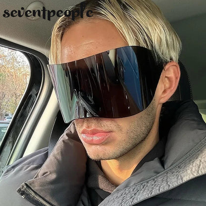 2024 Luxury Brand Mask Rectangle Sunglasses - Oversized Punk Steampunk Y2K Designer Shield Goggles for Women & Men