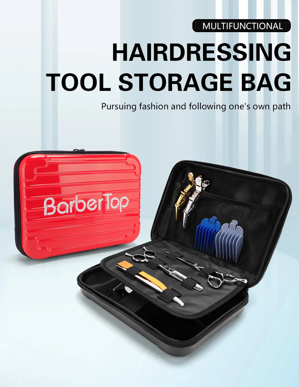 Portable Hair Scissors Case – Waterproof, Shockproof Barber & Beauty Tool Box for Trimmers, Styling & Makeup