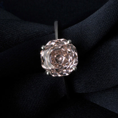 Potiy 2ct Octagon Rose Cut Morganite Pink CZ Solitaire Ring – 925 Sterling Silver Women’s Jewelry Gift with Certificate