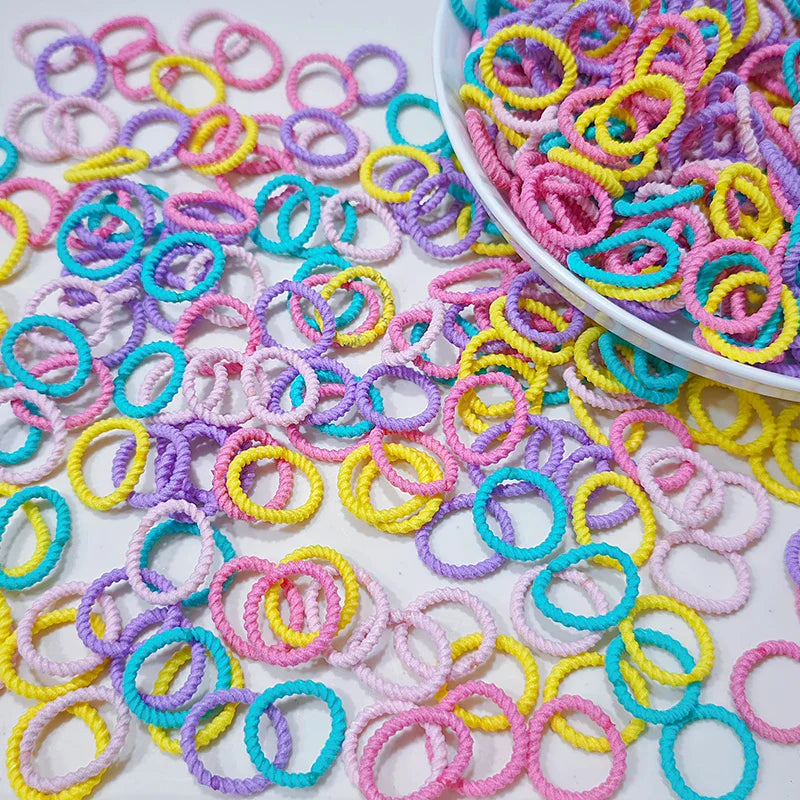 [100 Pack] Baby Rubber Bands - High Elastic, Seamless Thumb Rings for Toddlers, Gentle on Hair Scrunchies Set