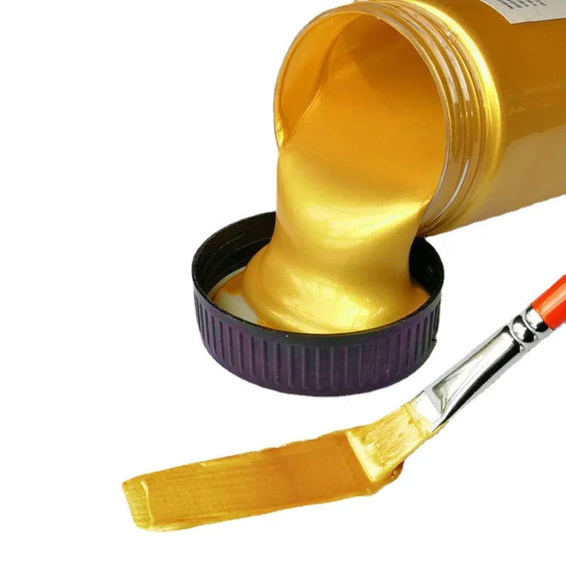 60/100ml Golden Acrylic Paint – Metal Pearlescent Waterproof Non-Fading Gypsum Glue for DIY Hand Painting
