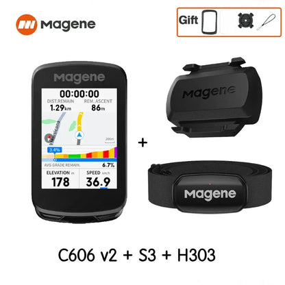 Magene C606V2 GPS Bike Computer – Touchscreen Cycling Speedometer with WiFi, Bluetooth, ANT+, Navigation, Climb & Odometer Functions